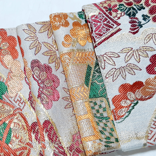 ワンタッチ帯 くらわん帯 アンティーク正絹丸帯リメイク 鶴御所車鼓