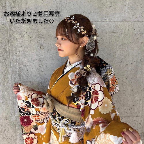 限定〗ゴールドカチューシャ/金箔お花付き/成人式/結婚式