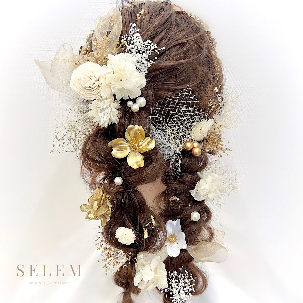 〖NEW〗選べるカチューシャ/金箔・パールピン付き/成人式/結婚式/ブライダル/ウェディング/卒業式/リボン176