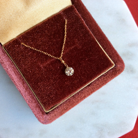 すももさまオーダー品　0.23ct シャンパンダイヤの一粒ネックレス　K18 yellow gold 3枚目の画像