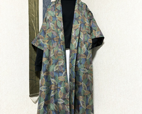 大島紬で作ったコート 木の葉 コート Lotus*Musashi 通販 16928090