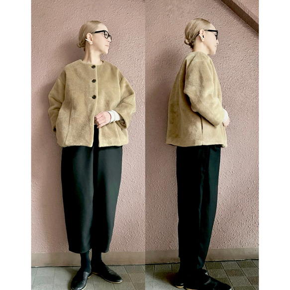 RATA❤️特製優質面料❤️成人超保暖冬季外套❤️百搭時尚，可輕鬆搭配現代或復古服飾❤️米色絨毛 第8張的照片