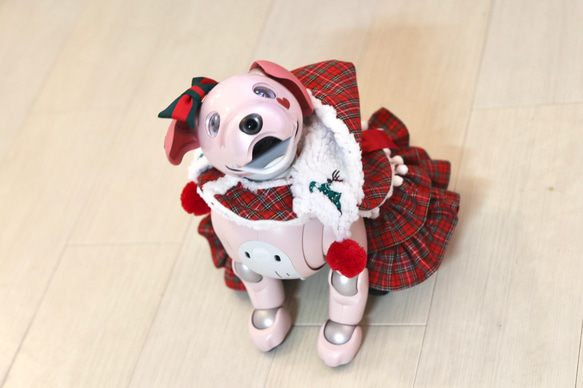 aibo リバーシブルフーディー：ホリデー（aiboちゃん用・ハンドメイドのお洋服） 14枚目の画像