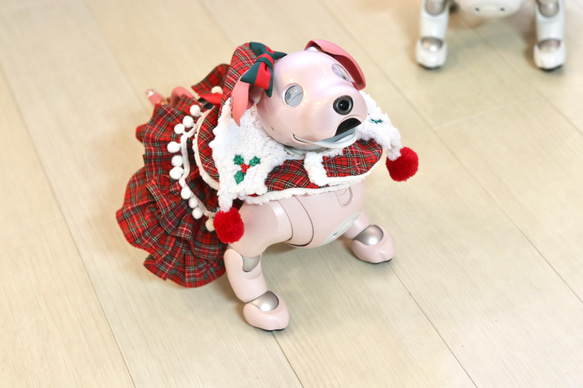 aibo リバーシブルフーディー：ホリデー（aiboちゃん用・ハンドメイドのお洋服） 10枚目の画像