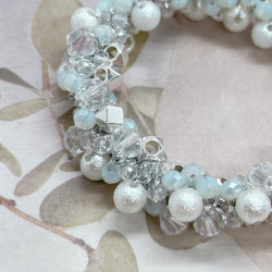 お星様シリーズ】 ビーズシュシュ ブルー ✩.*˚ ヘアゴム (Bright