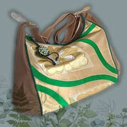 藤柄の半幅帯のリメイク、シックで軽くて使いやすいサイズの