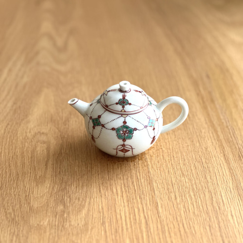 京焼・清水焼】京都 水野春陽窯 赤絵 瓔珞紋 茶器セット（宝瓶