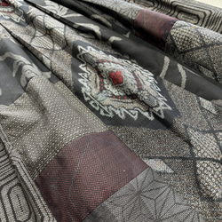 アンティーク大島紬のパッチワークスカート　茶割り込み絣　裏地付き　着物リメイク 9枚目の画像