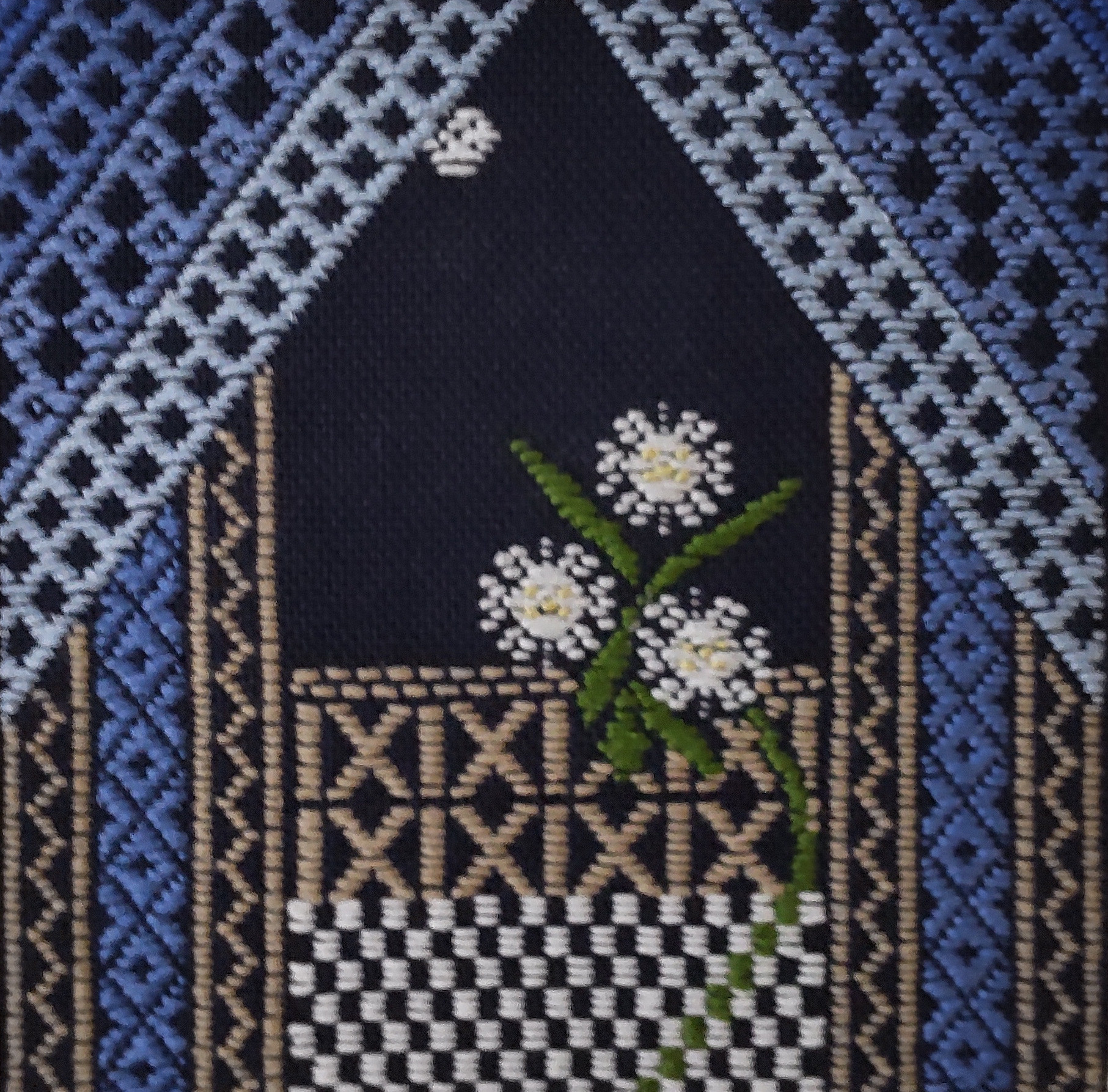 こぎん刺し　ミニ額「月下美人」　#145