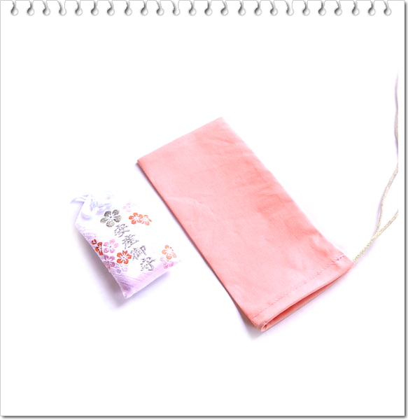 L120＼春色ピンク／巾着袋 ネックレス（桜色・桃色）シンプル／お守り袋 薬袋・アウトドア・防災防犯 見守り巾着 介護 3枚目の画像