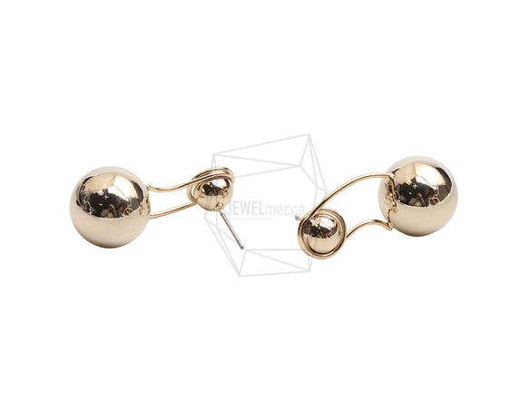 ERG-2589-G【2個入り】ダブルボールピアス  ,Double ball Post Earring 3枚目の画像