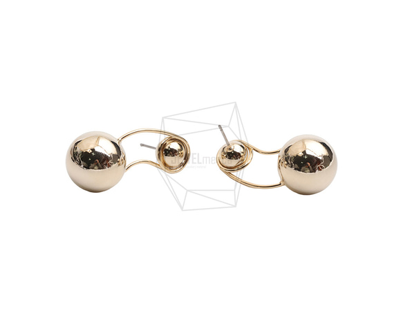 ERG-2589-G【2個入り】ダブルボールピアス  ,Double ball Post Earring 2枚目の画像