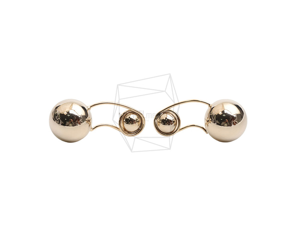 ERG-2589-G【2個入り】ダブルボールピアス  ,Double ball Post Earring 1枚目の画像