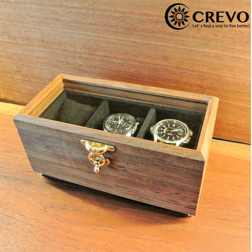 CREVO 時計ケース 木製 3個収納 CREVO 時計ケース 木製 3個収納 - メルカリ
