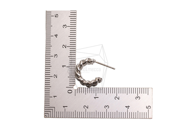 ERG-2592-R [2 件] 扭紋圓形耳環、扭紋圓形耳柱 第5張的照片