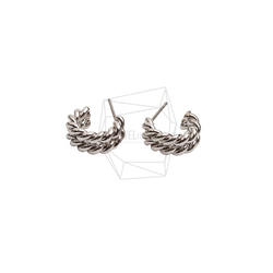 ERG-2592-R [2 件] 扭紋圓形耳環、扭紋圓形耳柱 第1張的照片