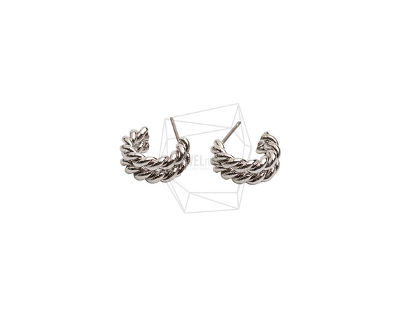 ERG-2592-R [2 件] 扭紋圓形耳環、扭紋圓形耳柱 第1張的照片