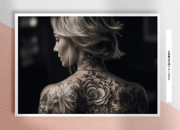 A4額付き】タトゥー 入れ墨 刺青 モノクロ写真 モデル アート ポップ