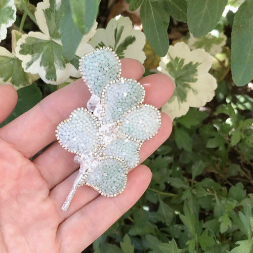 【kaesa】オートクチュール刺繍　トゥシューズ・四つ葉シルバーブローチ 【kaesa】オートクチュール刺繍　トゥシューズ・四つ葉シルバーブローチ