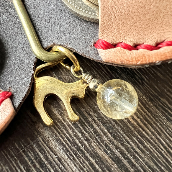 "Citrine Charm Cat Paw Coin Purse Keychain"猫の肉球コインケース 6枚目の画像