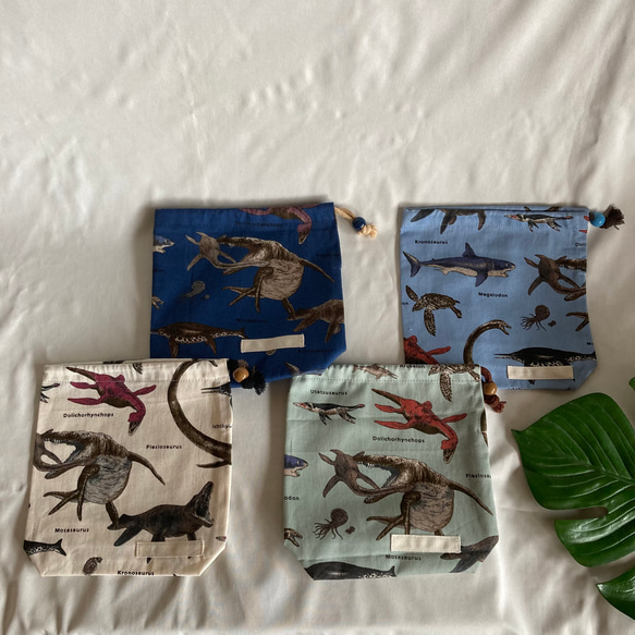 オーダーOK】入園入学給食袋コップ入れ巾着☆01海竜古代生物恐竜深海