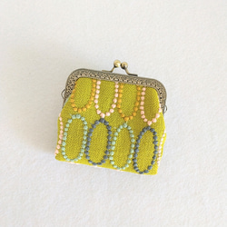 （¥5300）ミナペルホネン Tarte mustard  シンプルがま口二つ折り財布 2枚目の画像