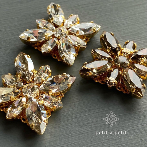 Creema限定 スワロフスキー®ブローチ clématite (L) デニム
