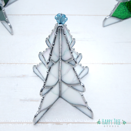 ステンドグラス　ホワイトクリスマスツリー　5段 ステンドグラス ホワイトクリスマスツリー 5段