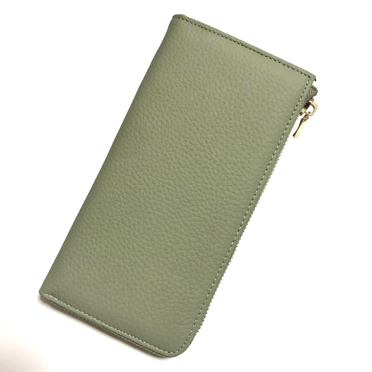新作品　数量限定　アボカド色(薄い緑) L字ファスナー長財布　イタリアンレザー　牛革/本革　長財布　大人気商品