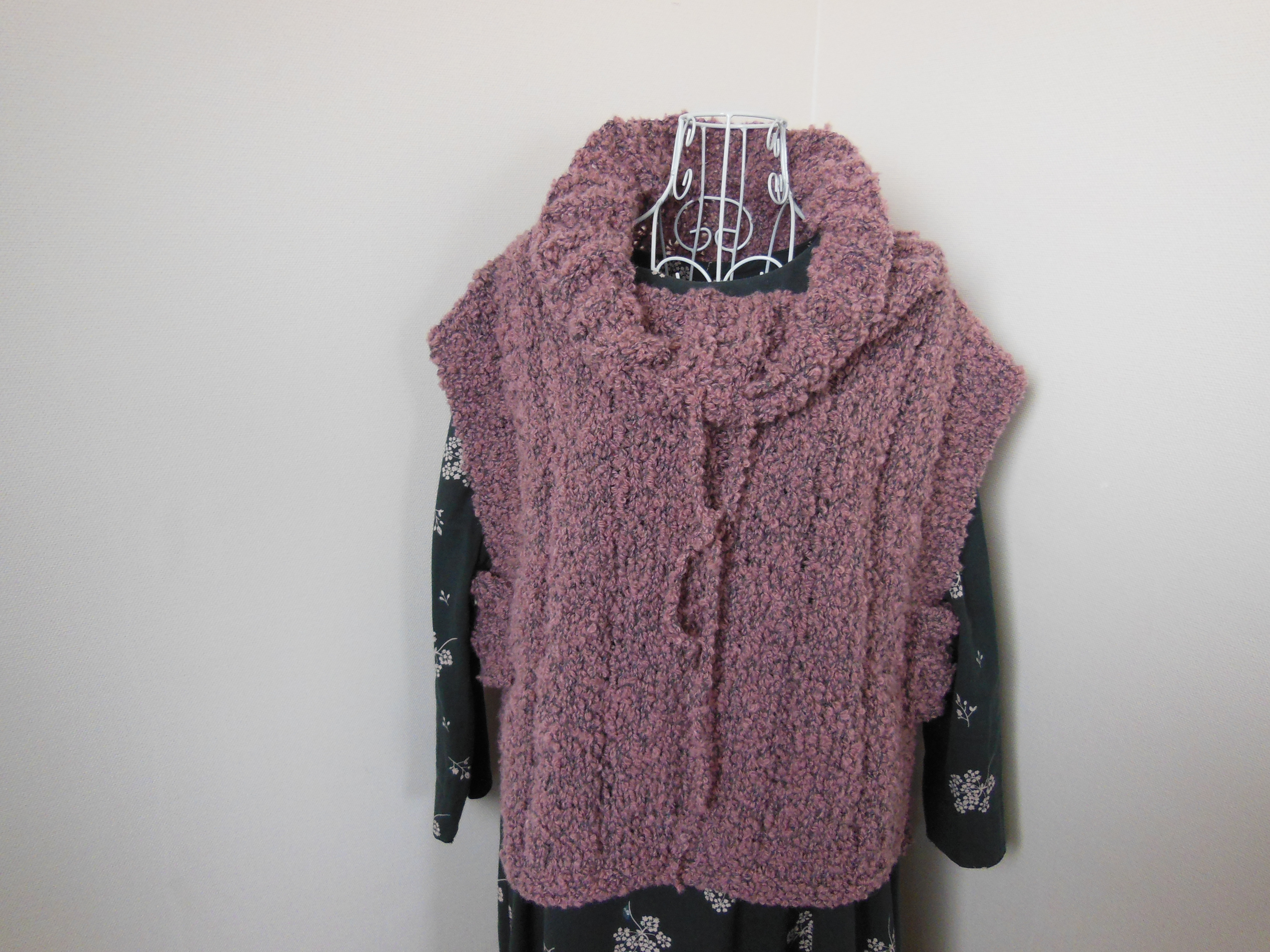 手編み二刀流タートルネックベスト　#MerryCreema