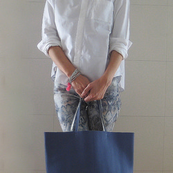 OTONA eco-bag MLサイズ ブルー　本革製　トートバッグ 6枚目の画像