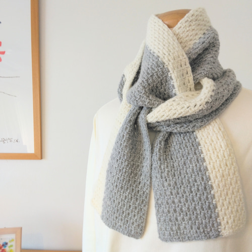 ふわり 手編みのマフラー 上質素材 空気を含む 柔らか ペア 男女兼用