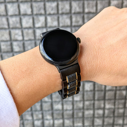 【木製バンド】EINBAND Google Pixel Watch 天然木バンド ブラックマルキーナ×エボニーウッド 5枚目の画像