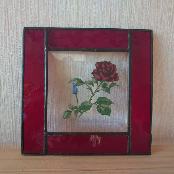 ステンドグラス　赤い薔薇 1枚目の画像