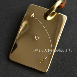 【刻印無料】真鍮ペンダント ハートのトランプ ネックレス メンズ セミオーダー 3枚目の画像