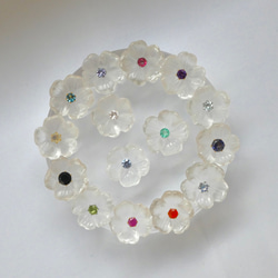 【選べる誕生石】クリスタルフラワーと一粒天然石のピアス　クリア　ギフト　シンプル　サージカルステンレス　　母の日 3枚目の画像