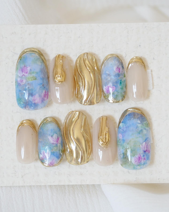 絵画ネイル モネの睡蓮 オーダーネイルチップ ネイルチップ（つけ爪） ネイルショップmilkyway 通販｜Creema(クリーマ) 16931290