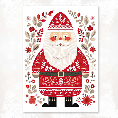 北欧風デザインのイラストが魅力的なサンタクロースのクリスマス