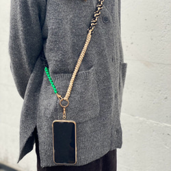 『特集掲載』【長さ選べる】パラコードで作るスマホショルダーストラップ(カラフルグリーン) 11枚目の画像