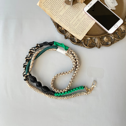 『特集掲載』【長さ選べる】パラコードで作るスマホショルダーストラップ(カラフルグリーン) 2枚目の画像