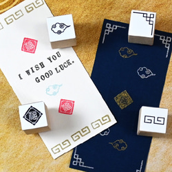 中華風装飾スタンプセット＜4個セット＞（ピローボックス《ホワイト