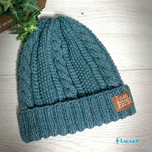 stone  アラン編み　ニットビーニー 74021b44e23a017e19e7ad4f82d828