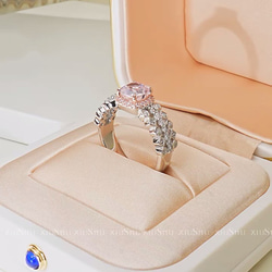 ピンク ヘイローリング  高炭素ダイヤモンド キラキラ ゴージャス ラグジュアリー ロウ 普段使い アート シンプル 6枚目の画像