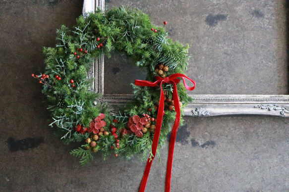 クリスマスリース 赤と緑 約70cm リース クリスマス Sサイズ クリスマスリース Christmas Xmas Wreath