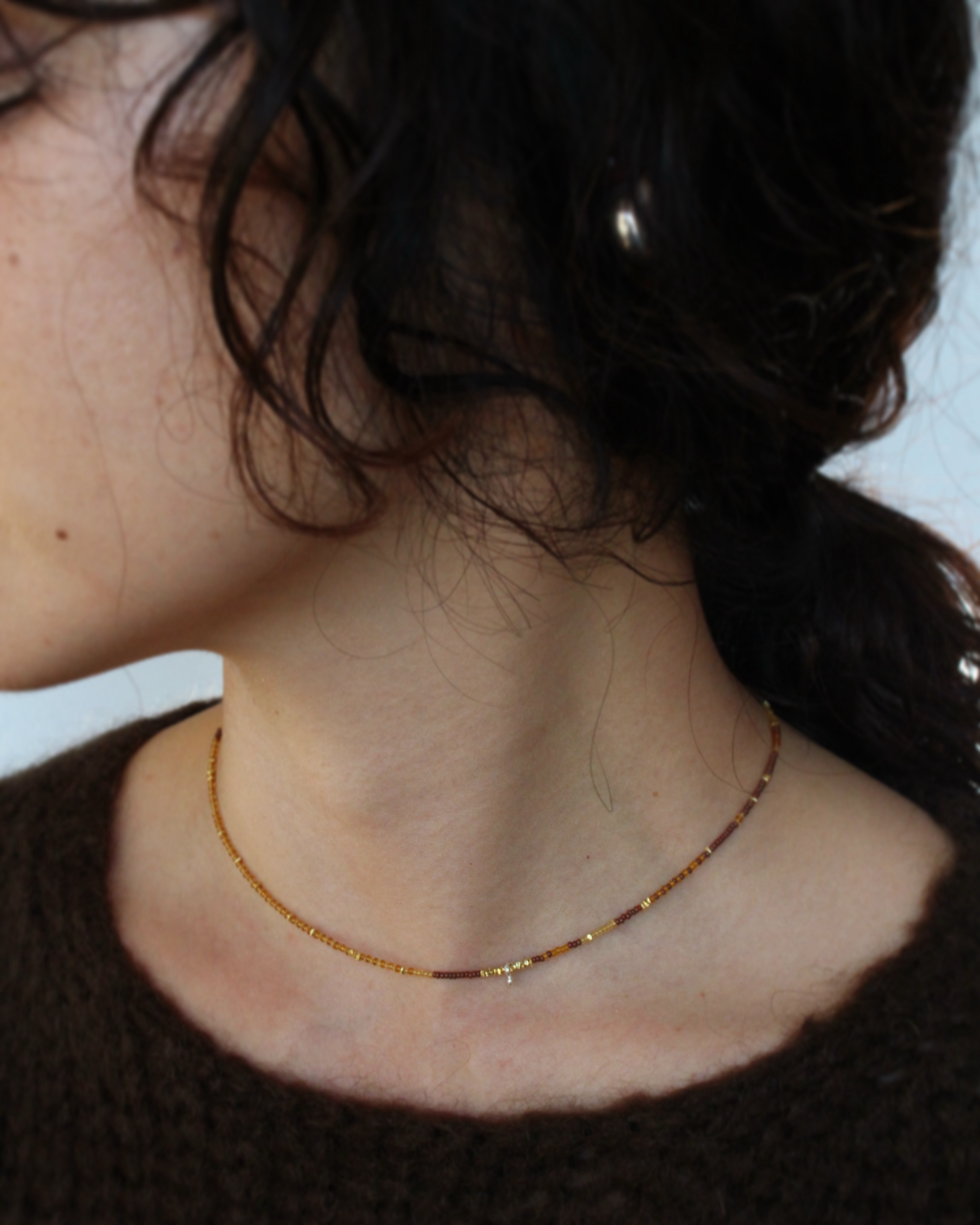 HONEY / フランスヴィンテージビーズ　カレンシルバービーズのショートネックレス（YLBW）