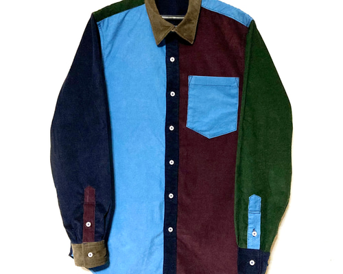 Preppy Classic｜一点もの｜コーデュロイ パッチワーク長袖シャツ