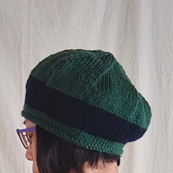 コンビカラーのベレー＜green & navy＞ 2枚目の画像