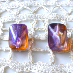 紫とオレンジの光　チェコビーズ2個 4枚目の画像