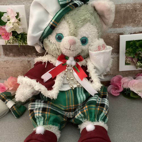 ジェラトーニ Sサイズ☆コスチューム☆緑チェック8点セット☆ボア付き