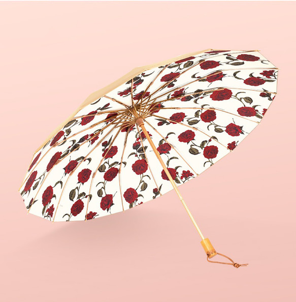 日焼けを防ぎます バラ 晴雨兼用傘 大きい日傘 折り畳み傘16骨 3枚目の画像